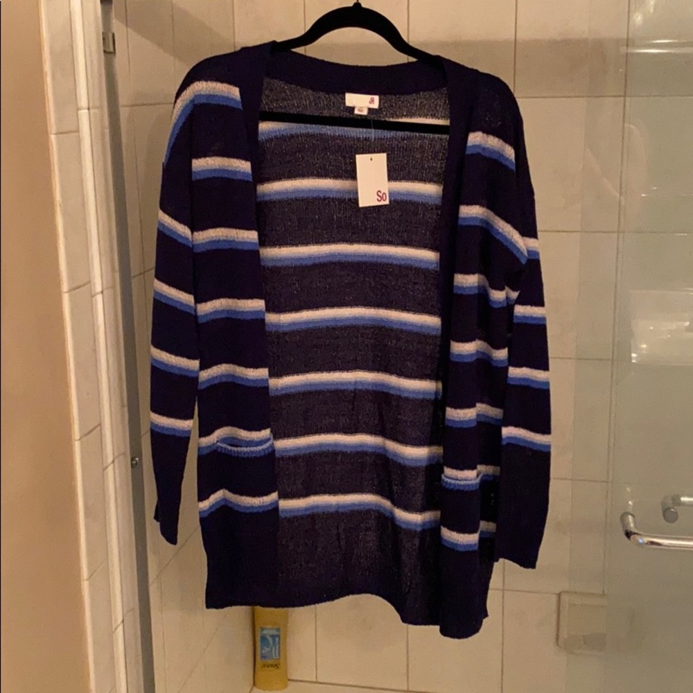 Cardigan Navy Blue & White Striped